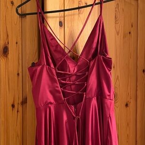 Unk Red Satin Prom Dress